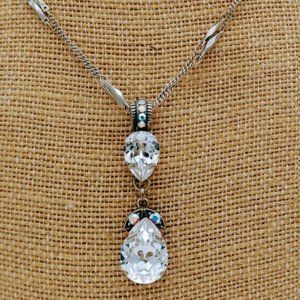 Mariana Silvertone Swarovski Crystal AB Drop Neckl
